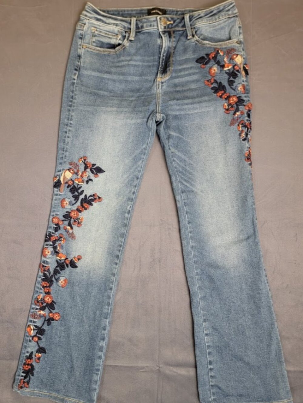 Driftwood Kelly Jeans Embroidered Birds and Flowers 29x33